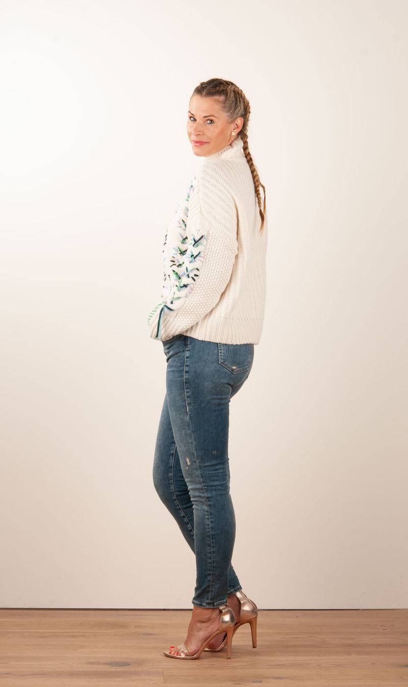 Paschwork Pullover Offwhite | Grün | Flieder Online