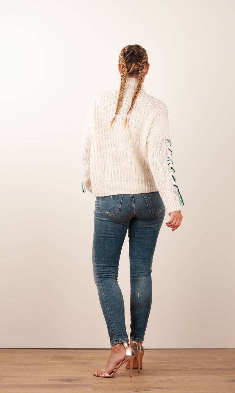 Paschwork Pullover Offwhite | Grün | Flieder Online