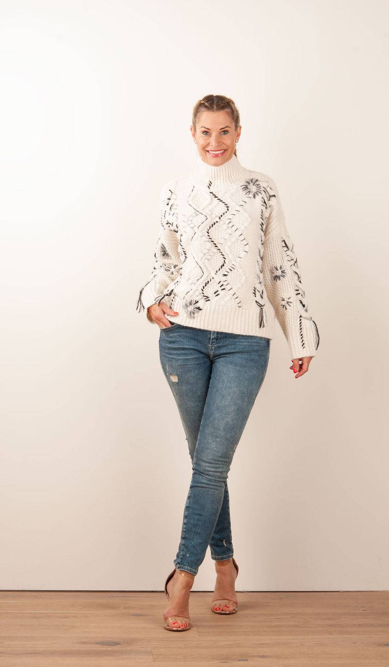 Paschwork Pullover Offwhite | Schwarz | Grau Outlet
