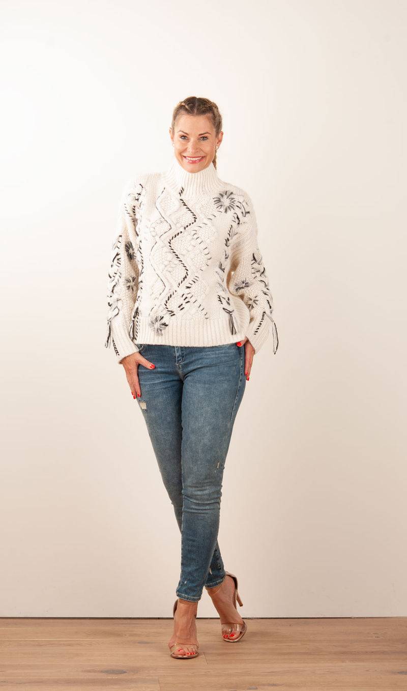 Paschwork Pullover Offwhite | Schwarz | Grau Outlet