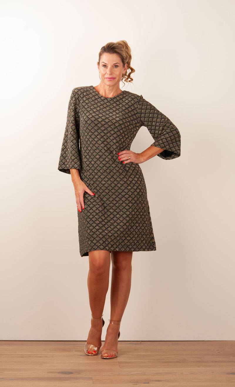 ana alcazar Kleid „Glitzer“ Schwarz | Grün | Gold Fabrikpreis