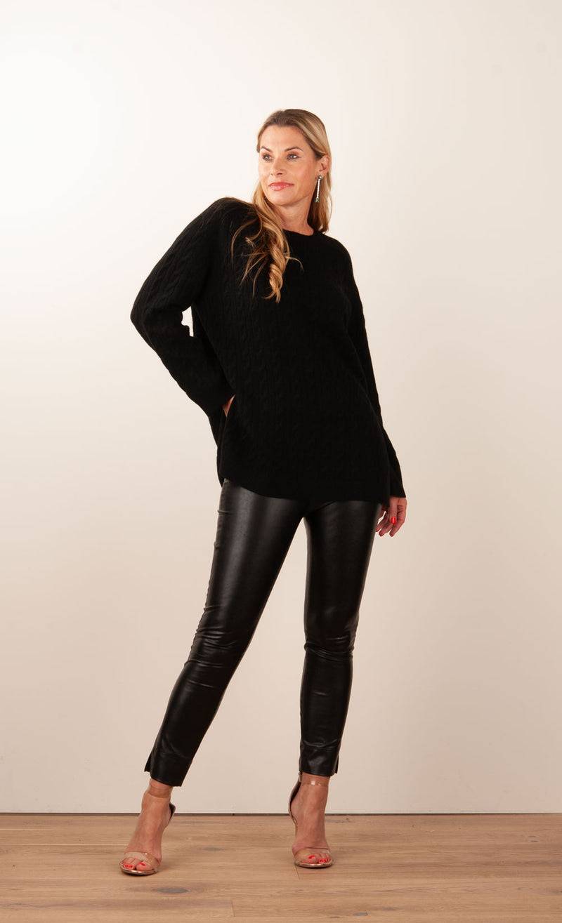 fleur Kaschmir Pullover „Zopfstrick“ Schwarz Black Friday