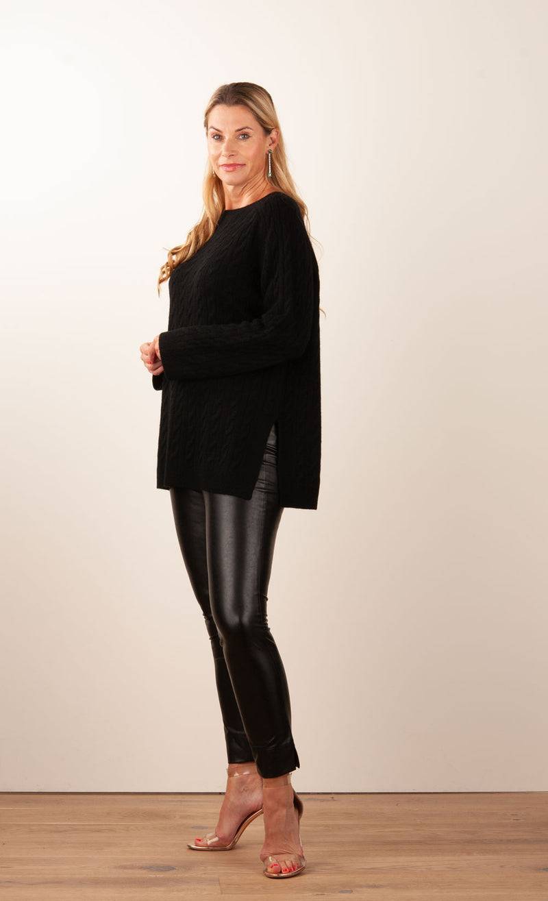fleur Kaschmir Pullover „Zopfstrick“ Schwarz Black Friday