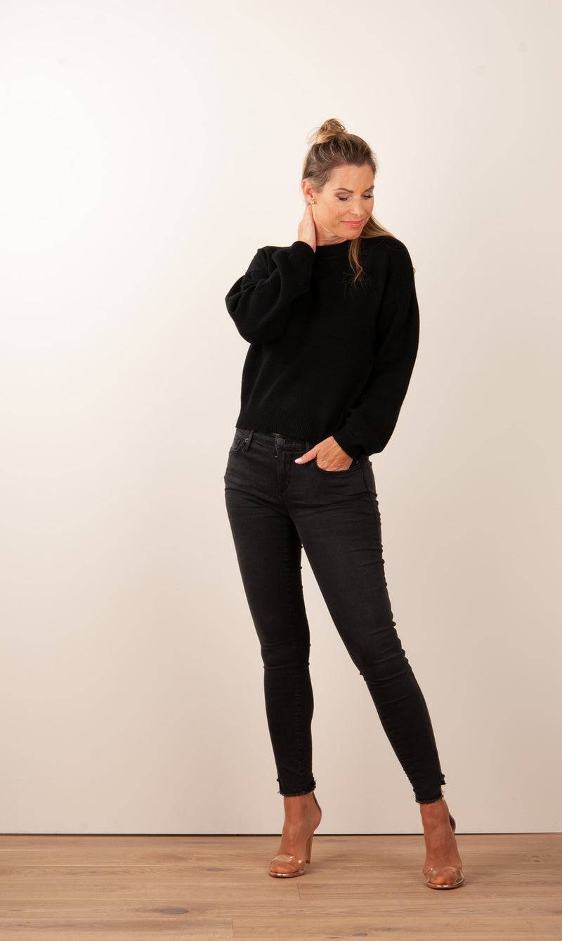 SEM PER LEI. Kaschmir Pullover Schwarz Letzte 3 Tage