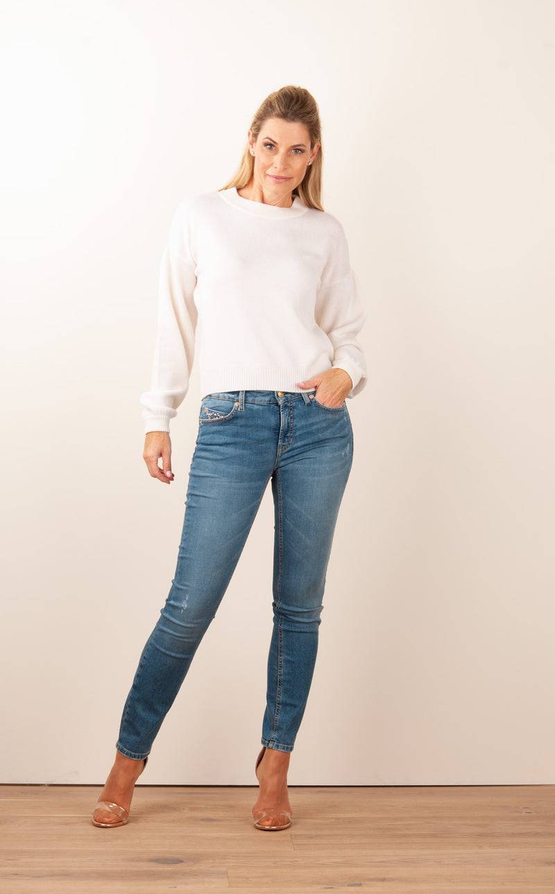 SEM PER LEI. Kaschmir Pullover Offwhite Letzte 2 Tage