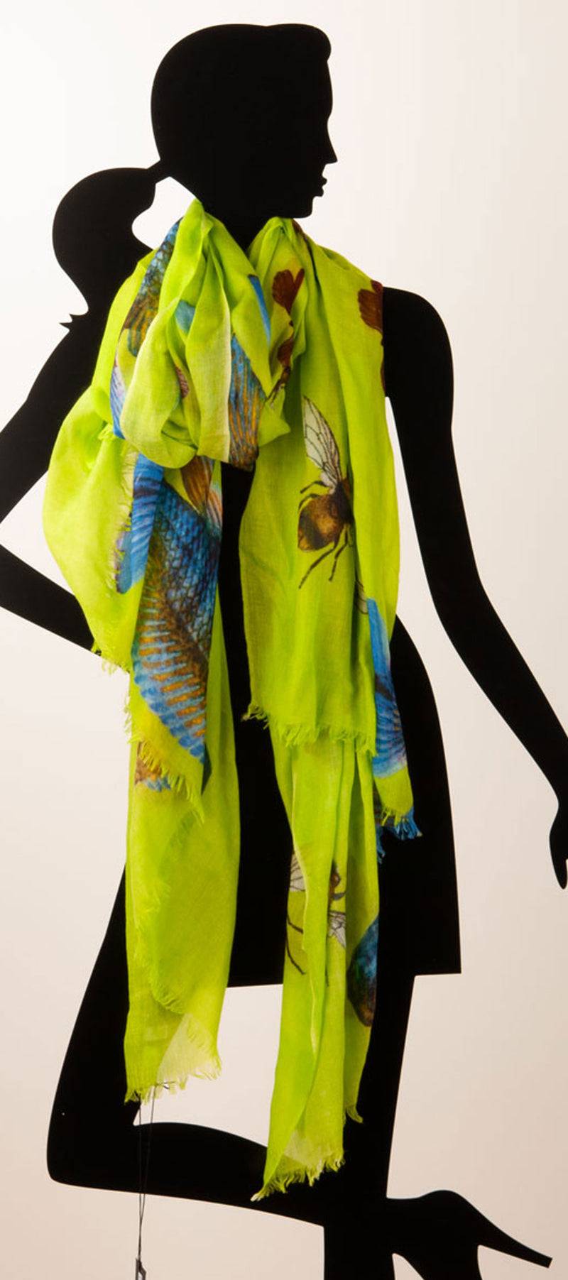 Simone Bruns Schal „Fische“ Grün | Multicolor zollfrei
