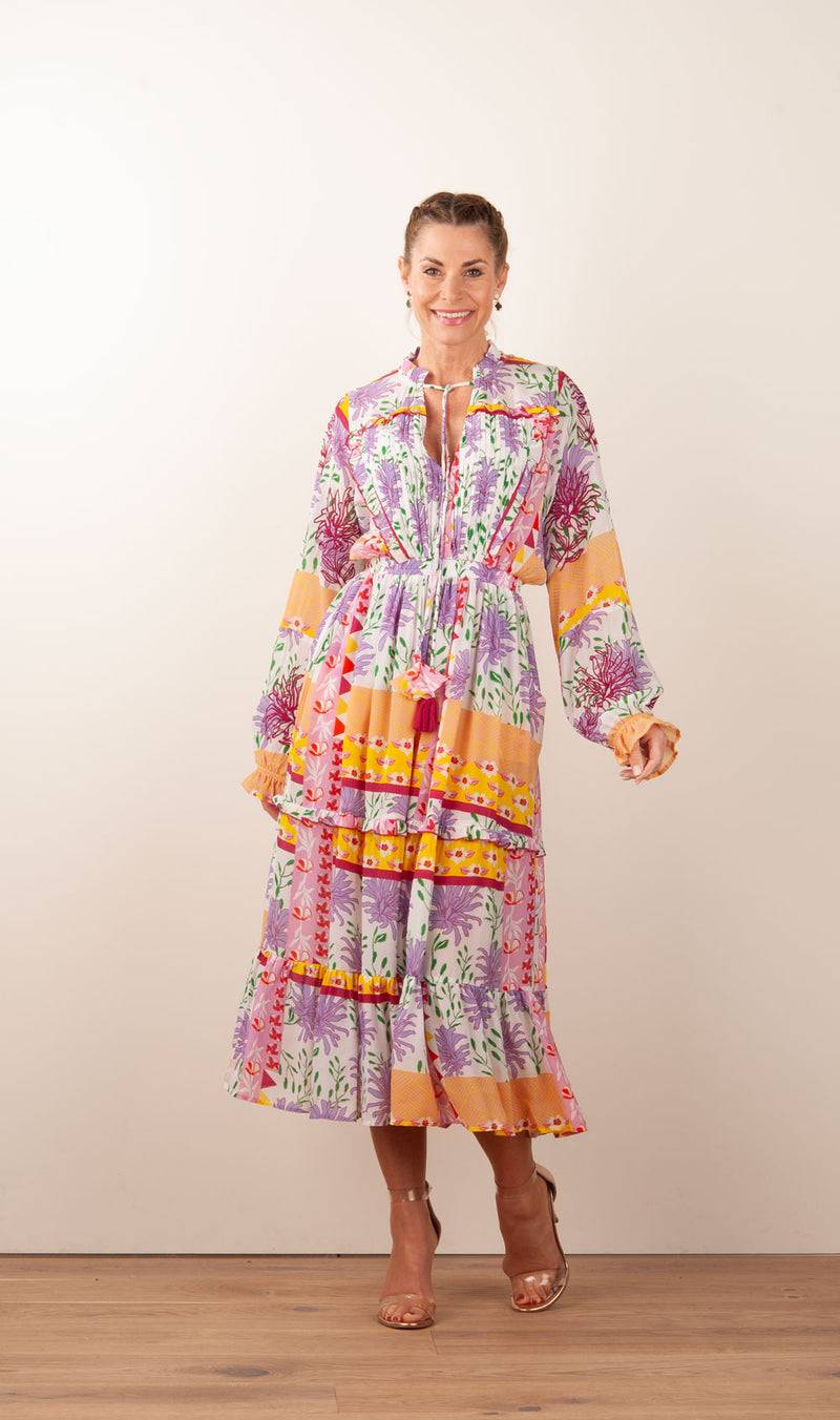 Taj Kleid Weiß | Multicolor VIP-Rabatte