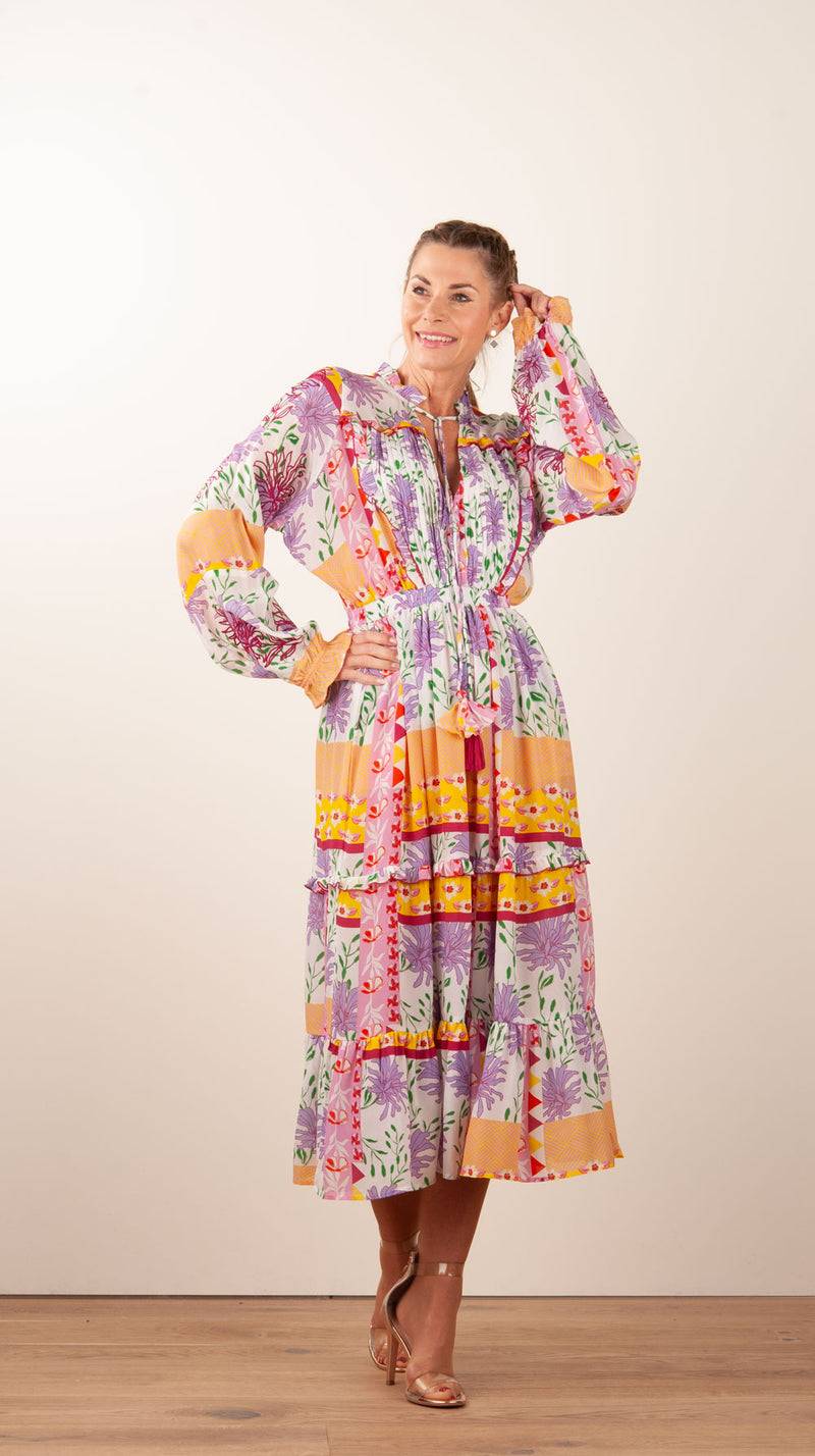 Taj Kleid Weiß | Multicolor VIP-Rabatte