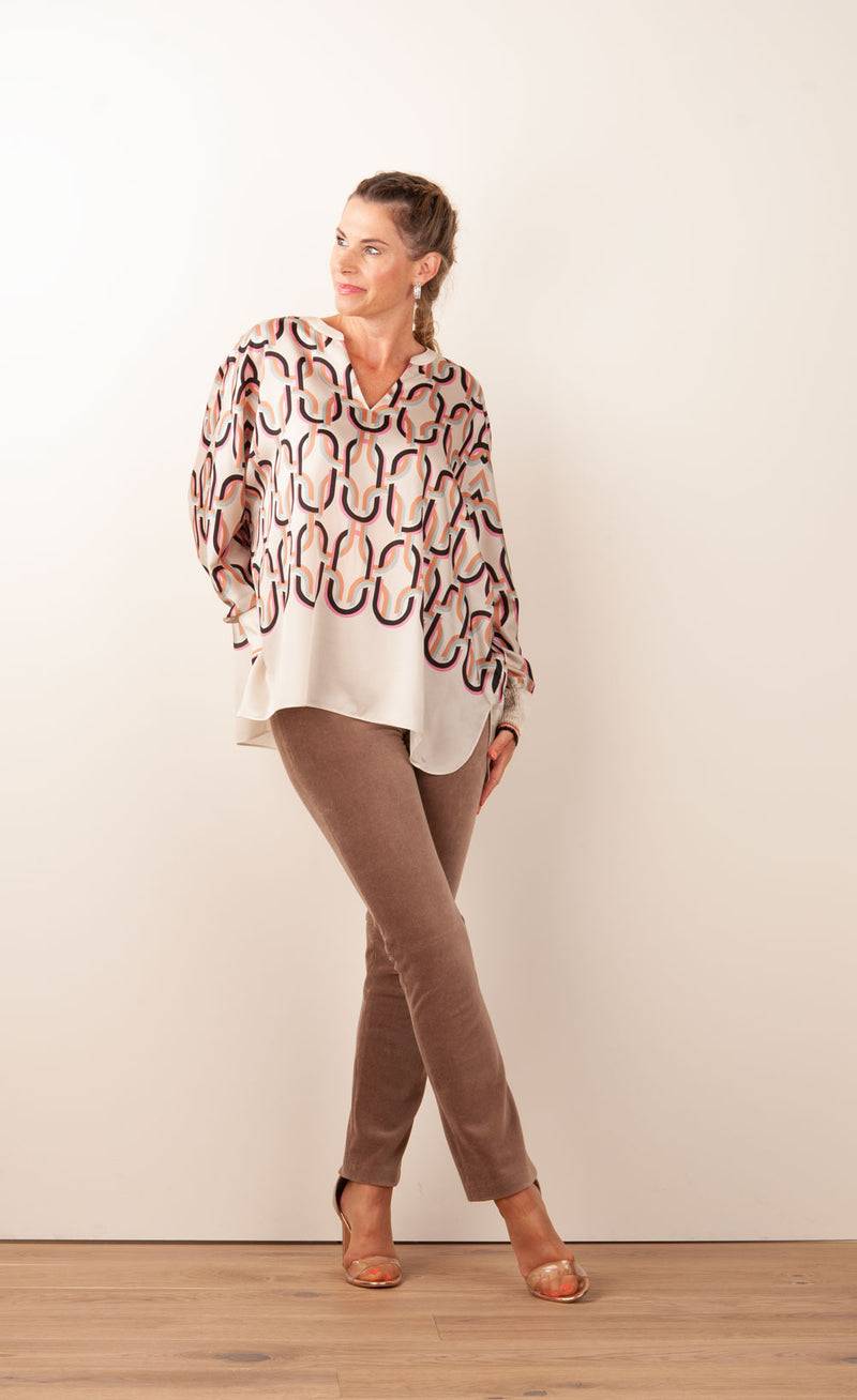 IVI Collection Bluse „Chain“ Beige | Multicolor 50% Rabatt mit kostenlosem Versand
