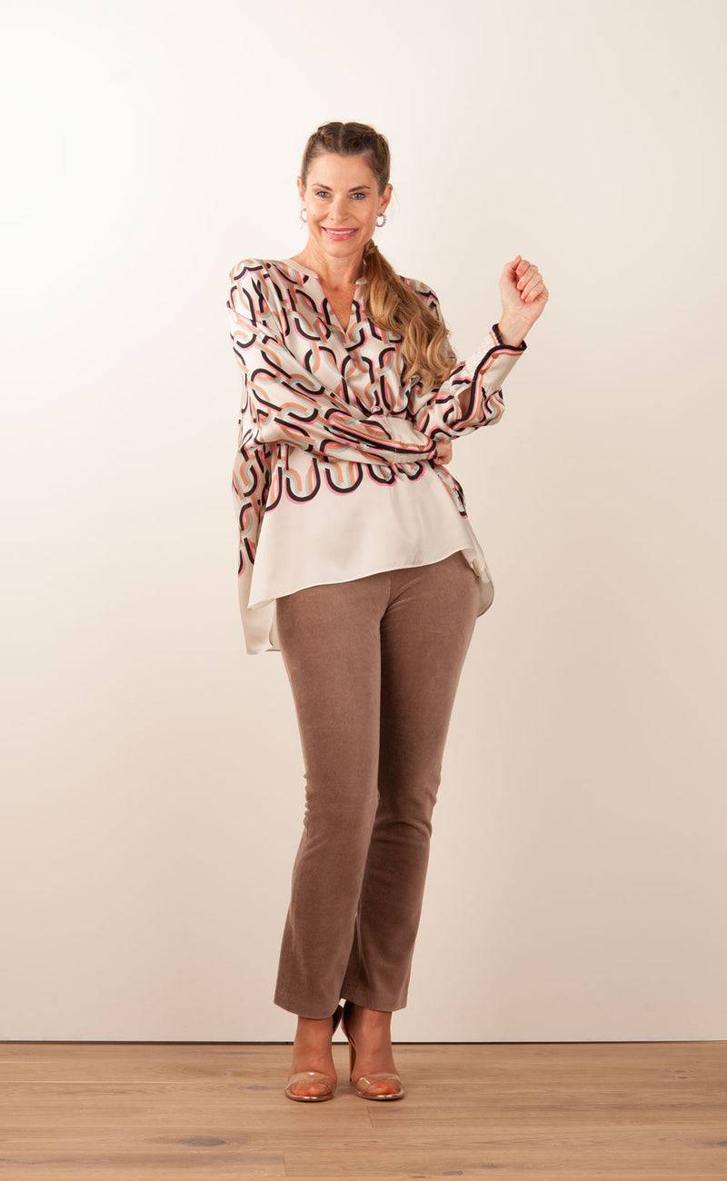 IVI Collection Bluse „Chain“ Beige | Multicolor 50% Rabatt mit kostenlosem Versand