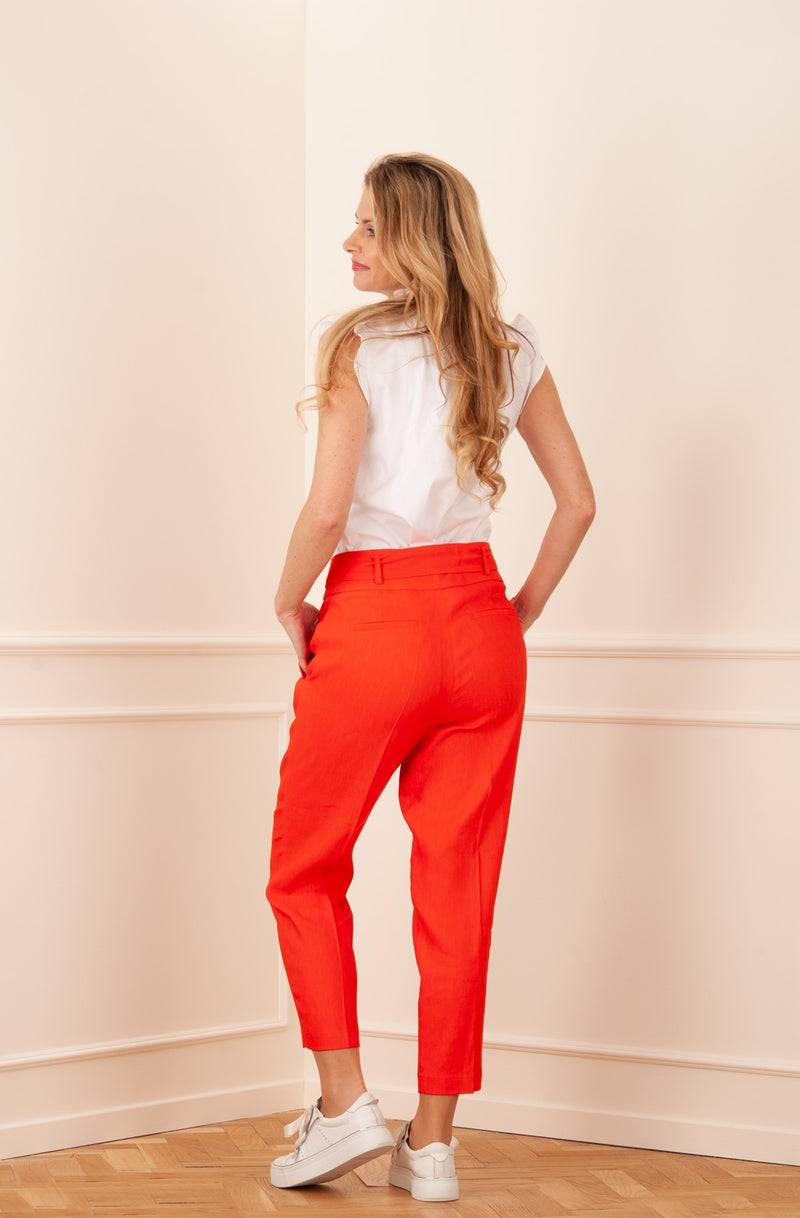 Cambio Leinen Hose „Kristien“ Orangerot Begrenzt auf 3 Tage