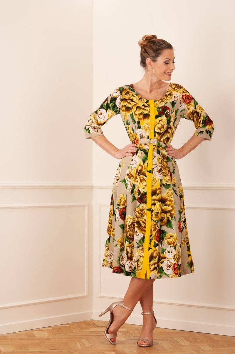 Samantha Sung Kleid „Audrey“ Gelb | Grün | Taupe 2025