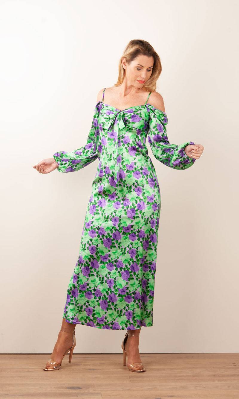 Kleid „Sorby“ Grün | Lila Versandkostenfrei