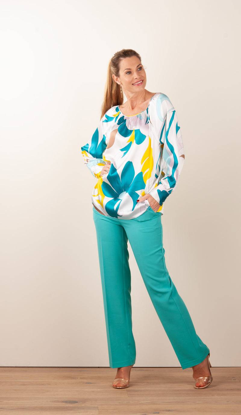 Herzensangelegenheit Seidenbluse Weiß | Multicolor Preisnachlass