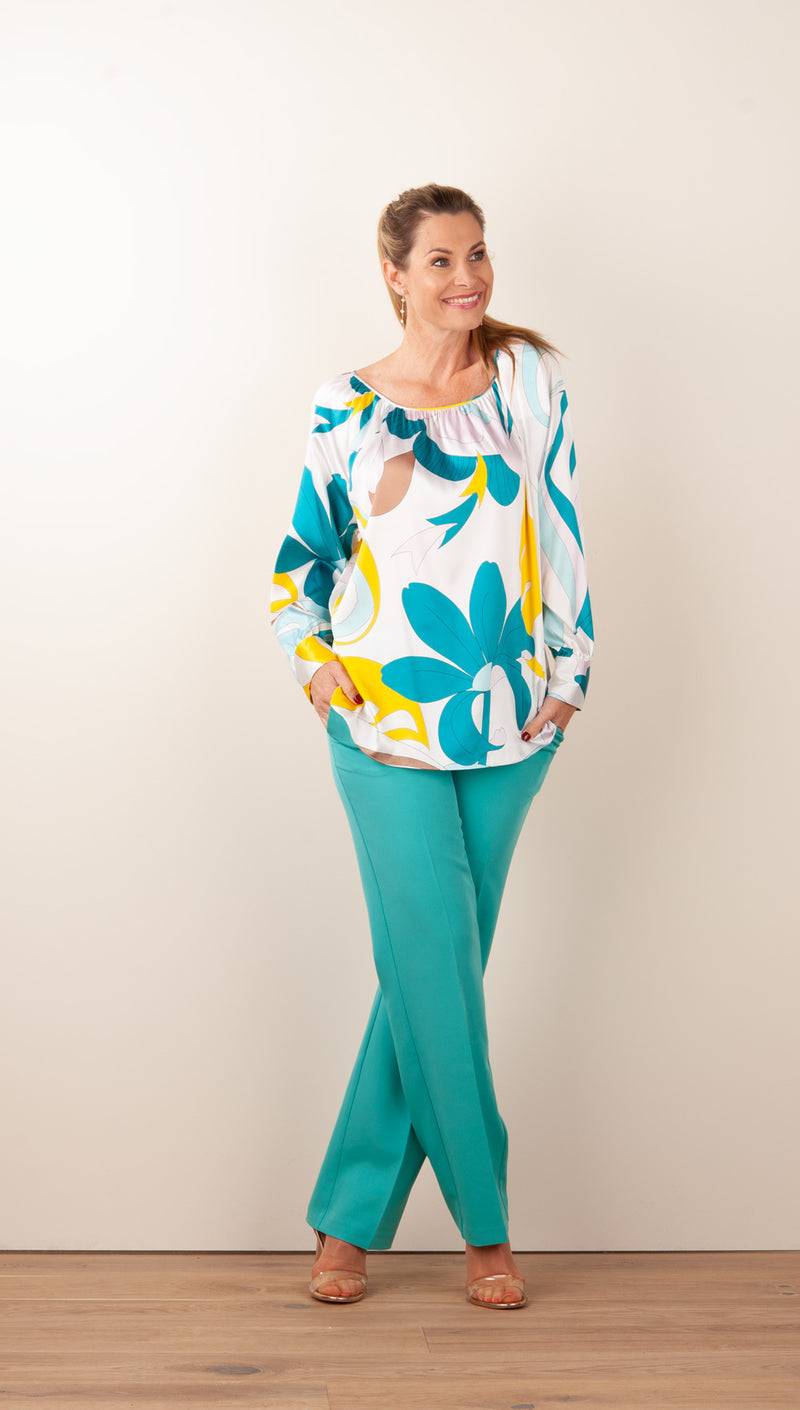 Herzensangelegenheit Seidenbluse Weiß | Multicolor Preisnachlass