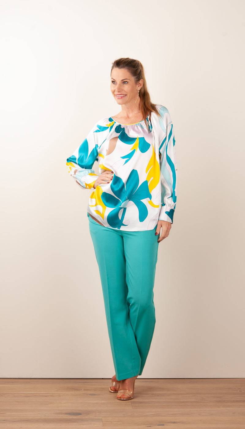 Herzensangelegenheit Seidenbluse Weiß | Multicolor Preisnachlass