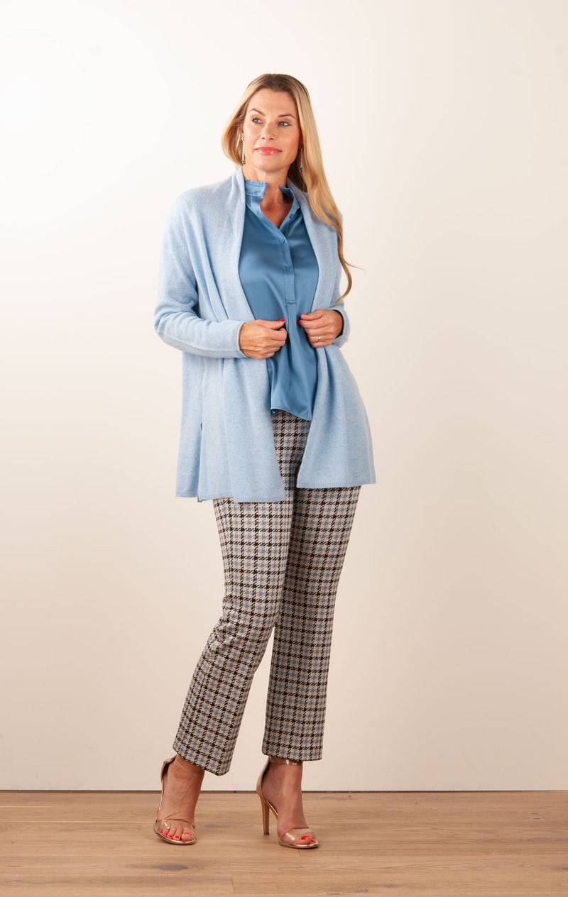 fleur Kaschmir Strickmantel Melange Blau Neueste Stile