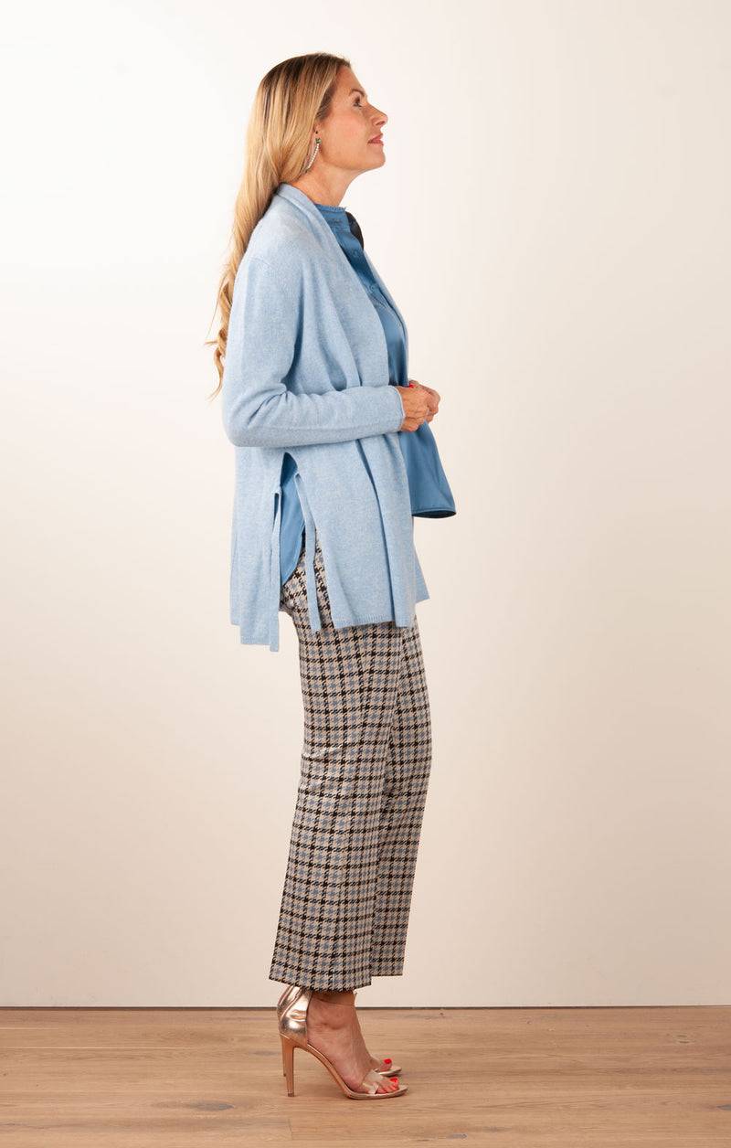 fleur Kaschmir Strickmantel Melange Blau Neueste Stile