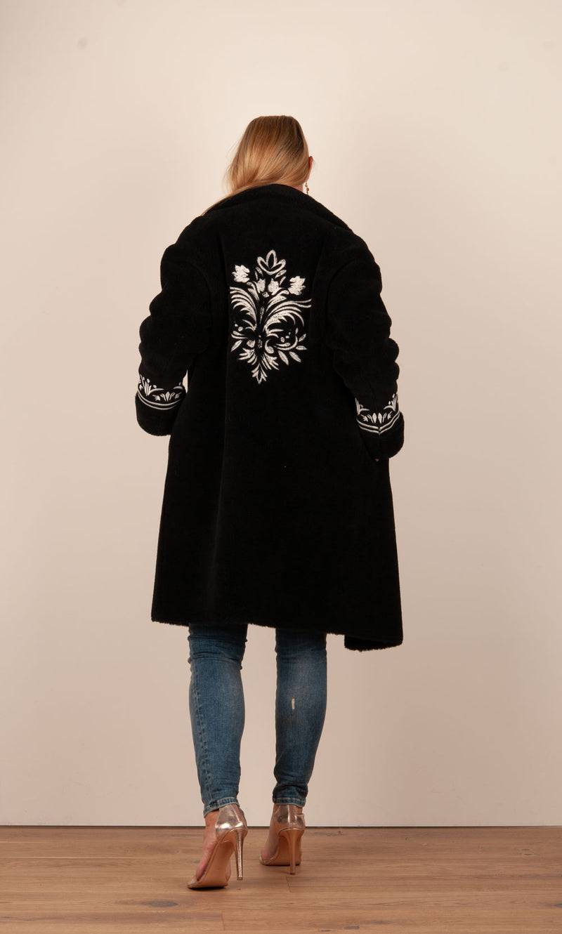Glox Fake-Fur-Mantel Schwarz Sonderangebot der Fabrik