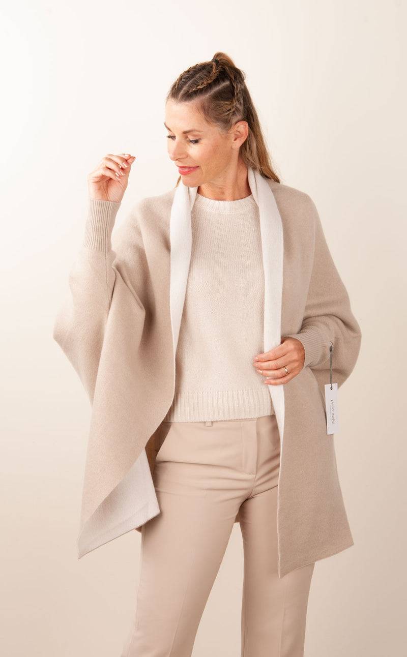 Philo-Sofie Wende-Strickmantel „Two Tone“ Beige | Creme Riesige Rabatte