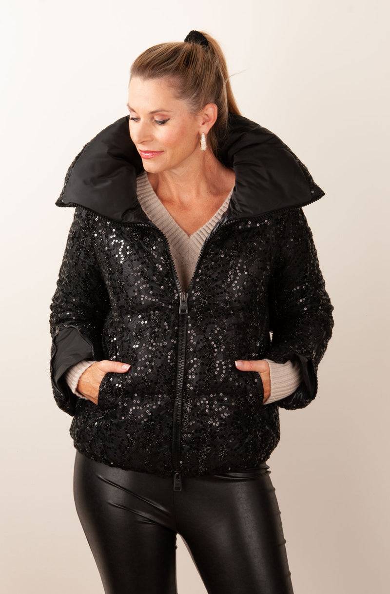 Herno Daunenjacke „Pailletten“ Schwarz im Angebot
