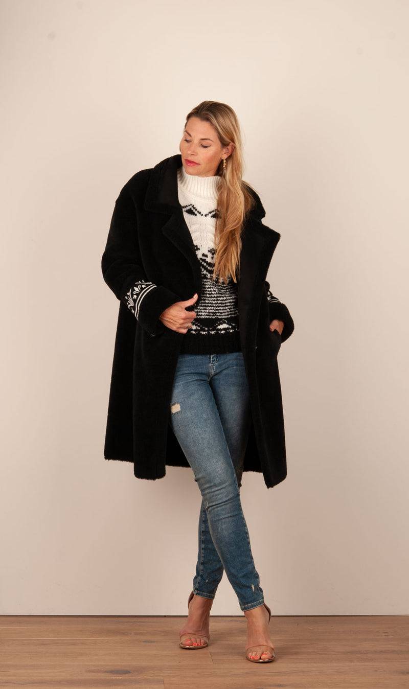 Glox Fake-Fur-Mantel Schwarz Begrenztes Angebot