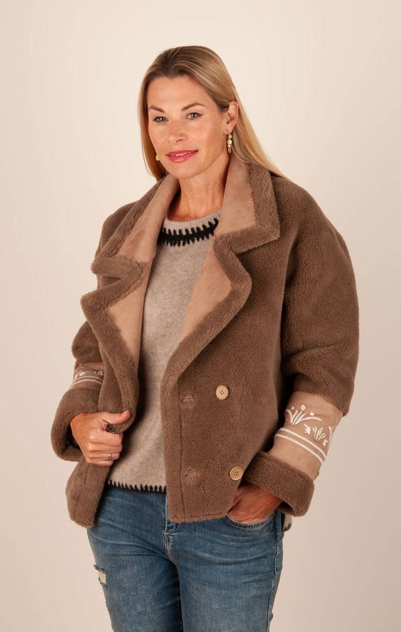 Glox Fake-Fur-Jacke Cookie Online Shopping