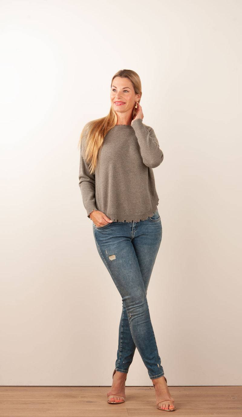 Kujten Kaschmir Pullover Khaki Kostenlose Rückgabe