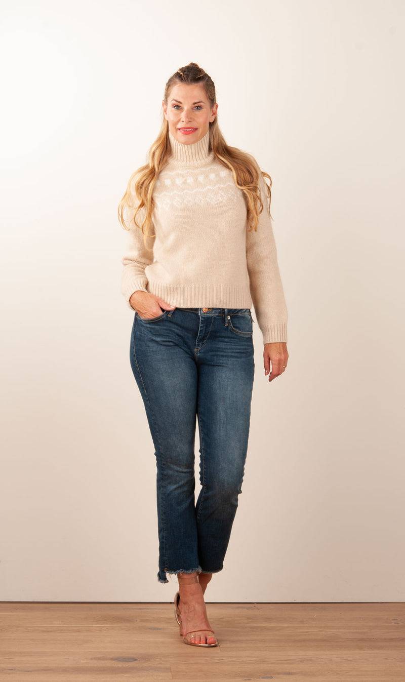 Kujten Kaschmir Pullover „Norweger“ Beige | Weiß Letzter Tag
