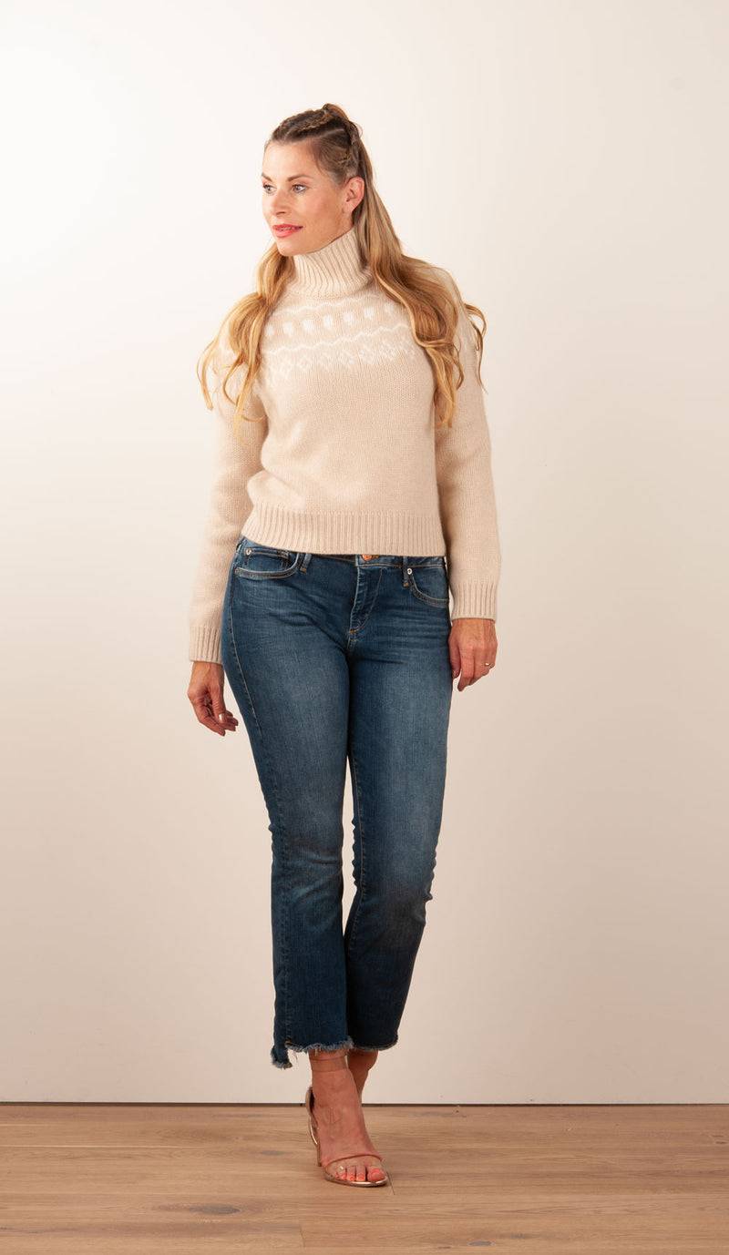 Kujten Kaschmir Pullover „Norweger“ Beige | Weiß Letzter Tag