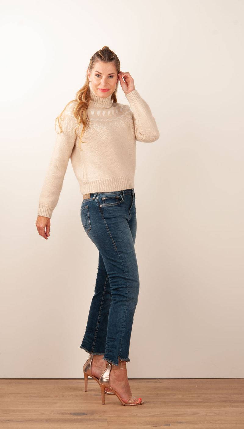 Kujten Kaschmir Pullover „Norweger“ Beige | Weiß Letzter Tag