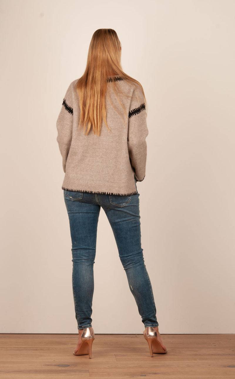 Grace Pullover Beige | Schwarz Riesige Rabatte