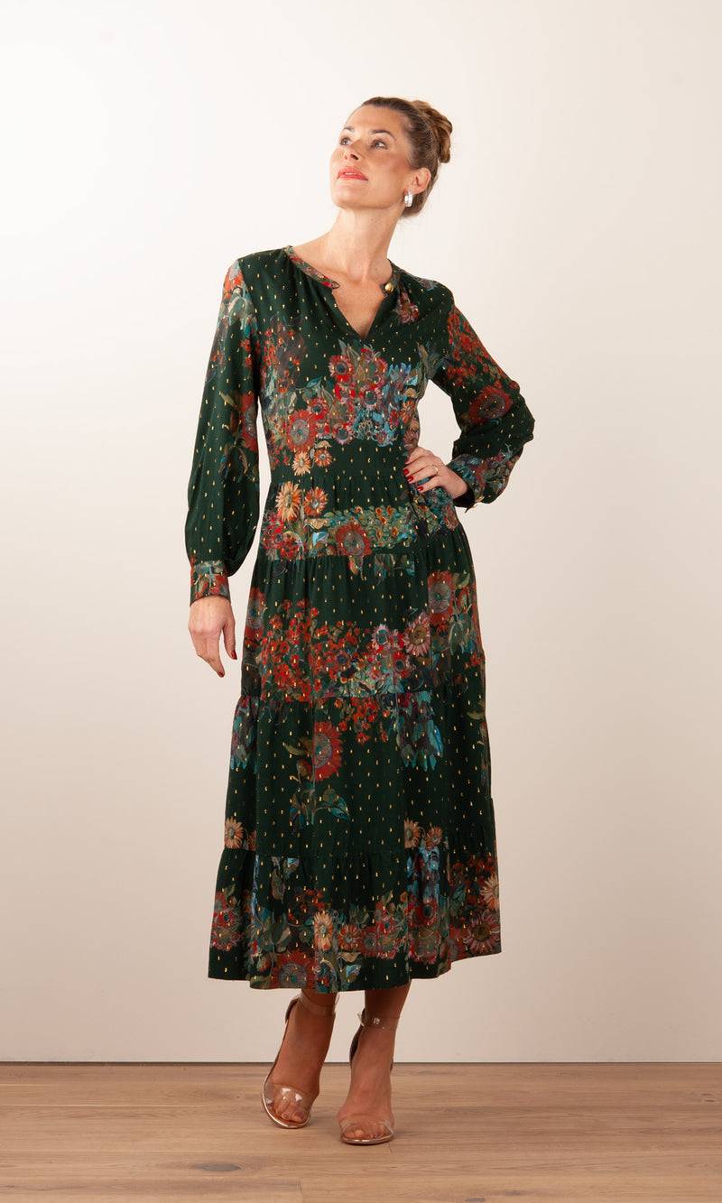 fleur Kleid „Blumen“ Grün | Multicolor Günstig kaufen