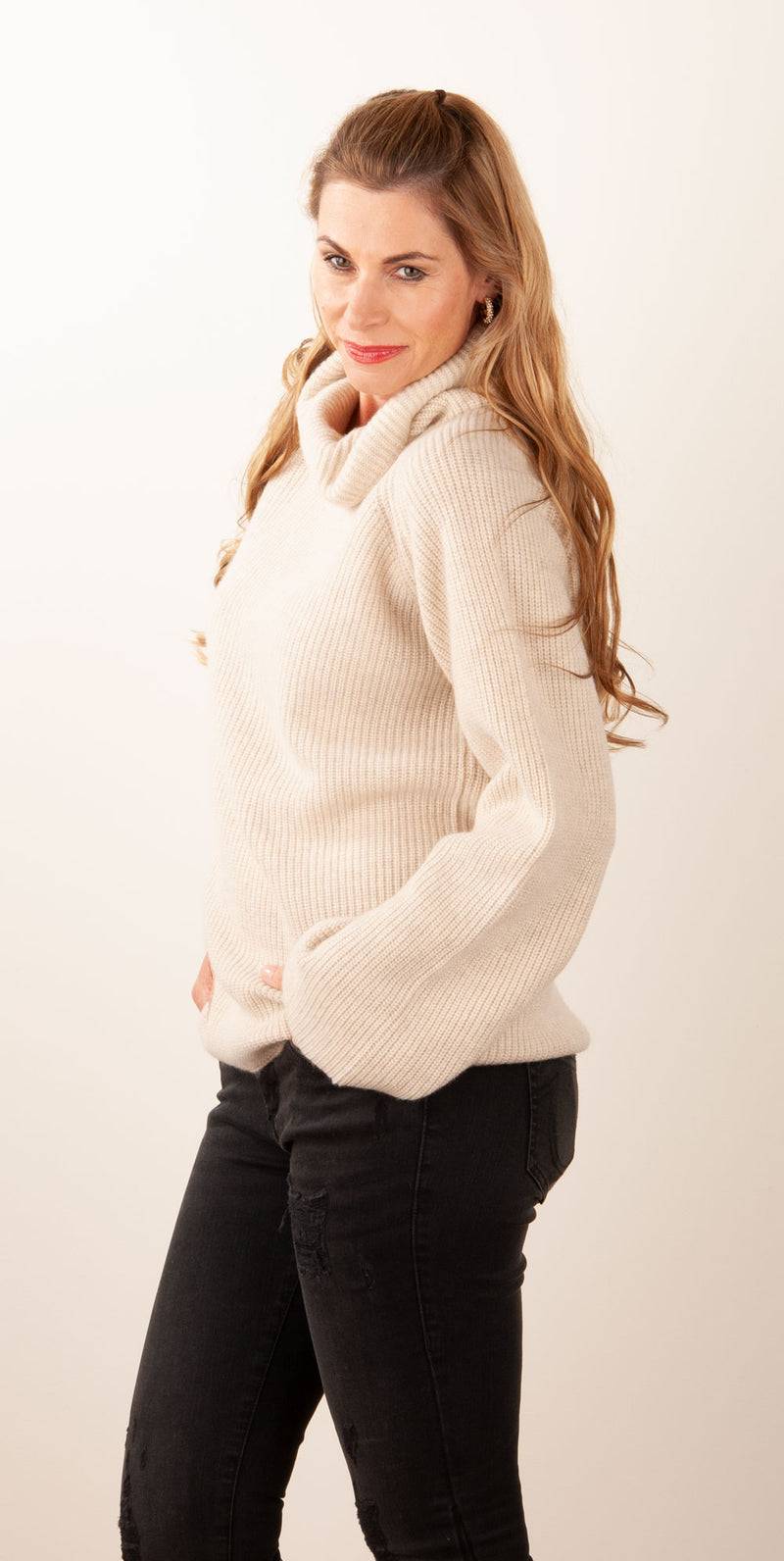 Blossom & Co. Kaschmir Rollkragenpullover Oatmeal Top Angebot