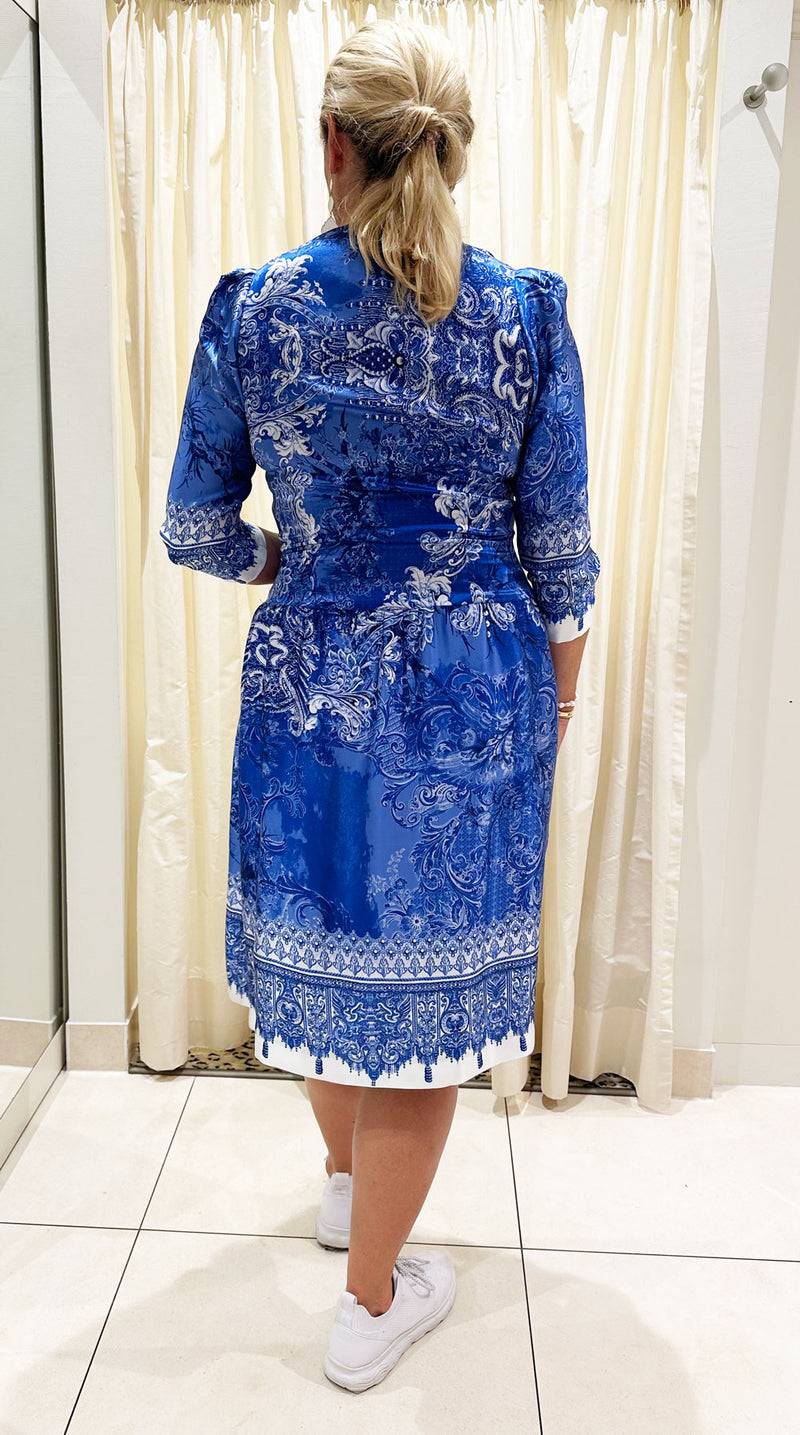 fleur Kleid Blau | Weiß Große Rabatte