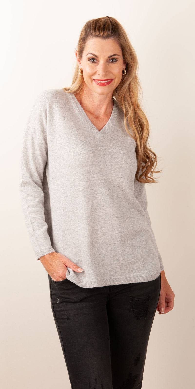 Blossom & Co. Kaschmir Pullover Melange Grau Super Sparpreis