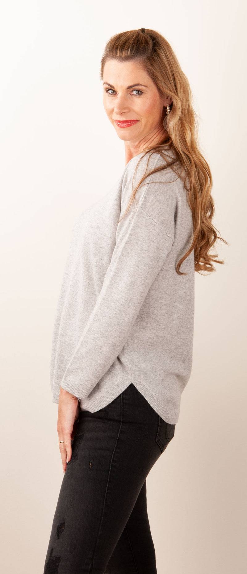 Blossom & Co. Kaschmir Pullover Melange Grau Super Sparpreis