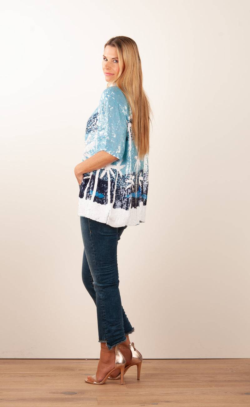 Pailletten Jacke „Gust“ Blau | Weiß Cyber Monday