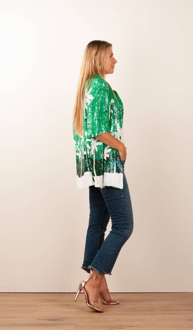Pailletten Jacke „Gust“ Grün | Weiß Weihnachtsangebot