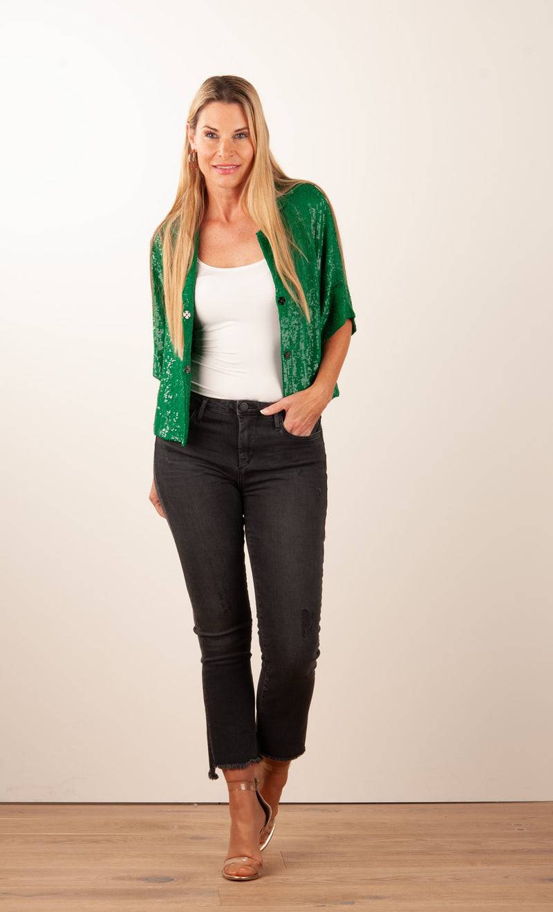 Pailletten Jacke „Glare“ Grün Osterangebot