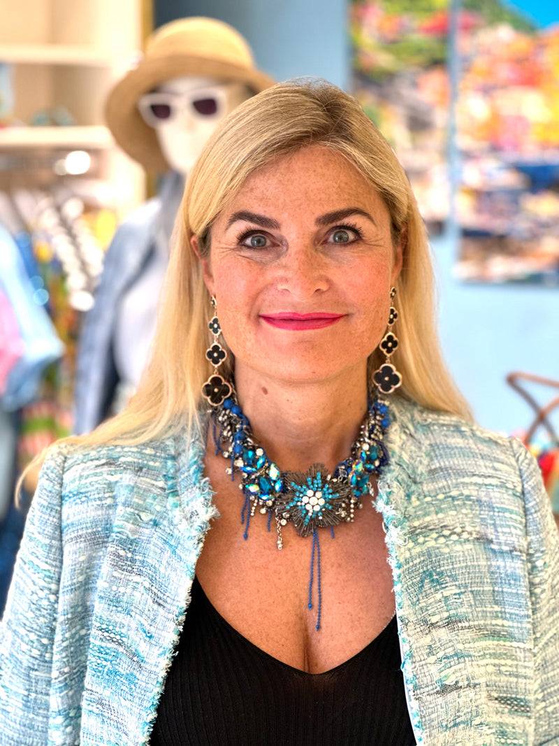 fleur Bouclé Mantel Blau | Weiß JETZT KAUFEN