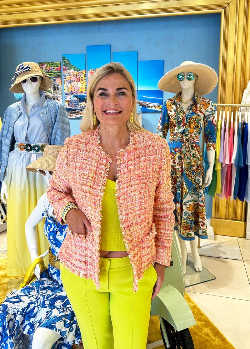 fleur Bouclé Jacke Koralle | Gelb Letzte 2 Tage