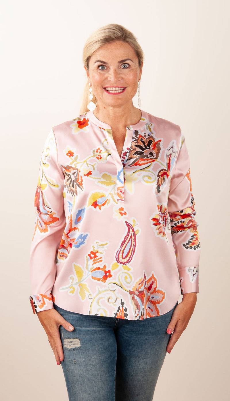 Herzensangelegenheit Seidenbluse „Paisley“ Rosa | Multicolor Bis zu 65% Rabatt