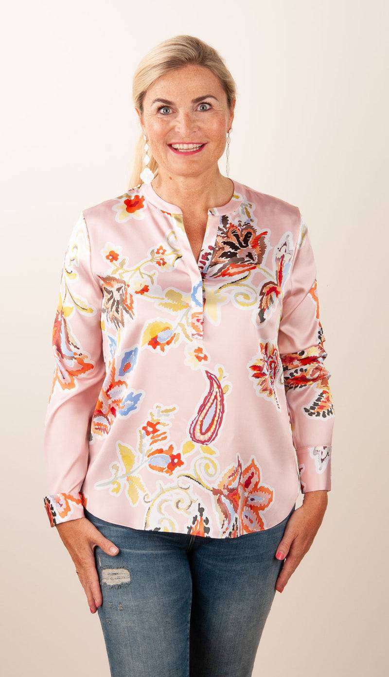 Herzensangelegenheit Seidenbluse „Paisley“ Rosa | Multicolor Bis zu 65% Rabatt