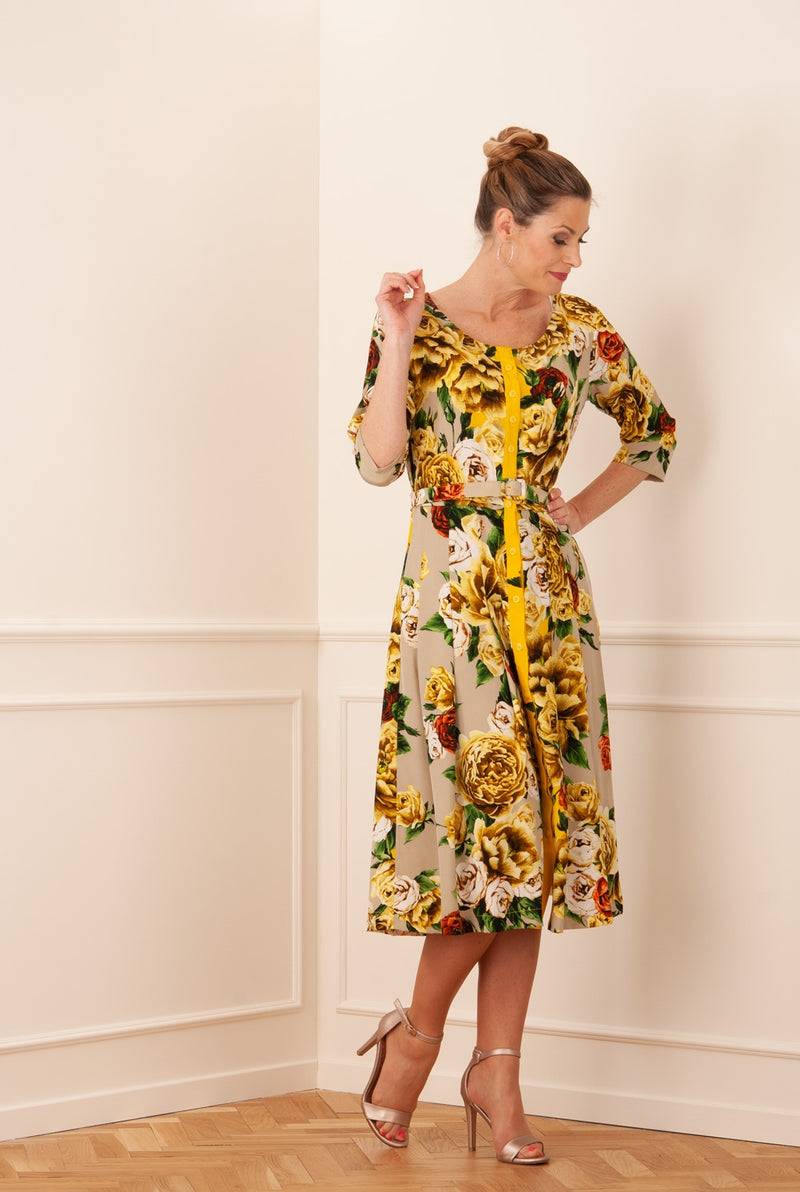 Samantha Sung Kleid „Audrey“ Gelb | Grün | Taupe Rabatte dieses Monats