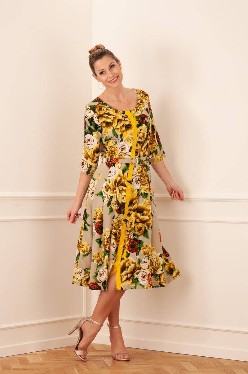 Samantha Sung Kleid „Audrey“ Gelb | Grün | Taupe Rabatte dieses Monats