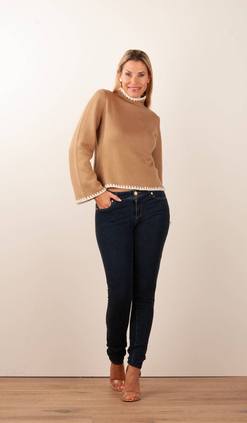 Luisa Spagnoli Pullover Camel | Weiß Günstig kaufen