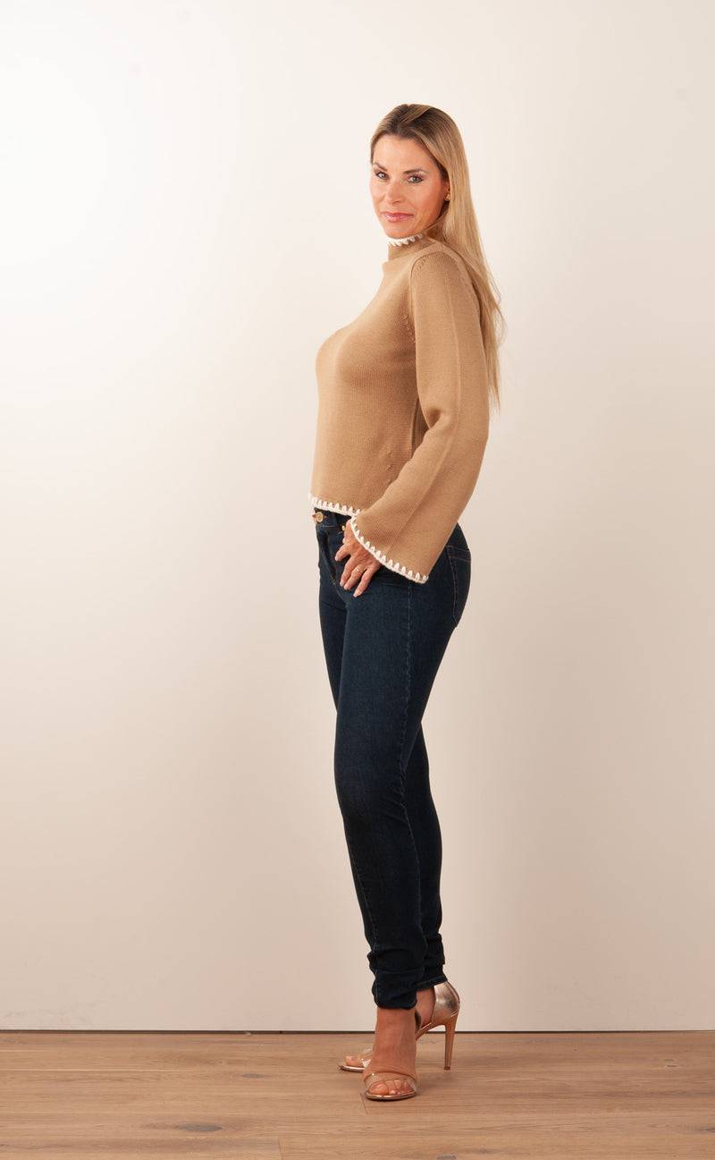 Luisa Spagnoli Pullover Camel | Weiß Günstig kaufen