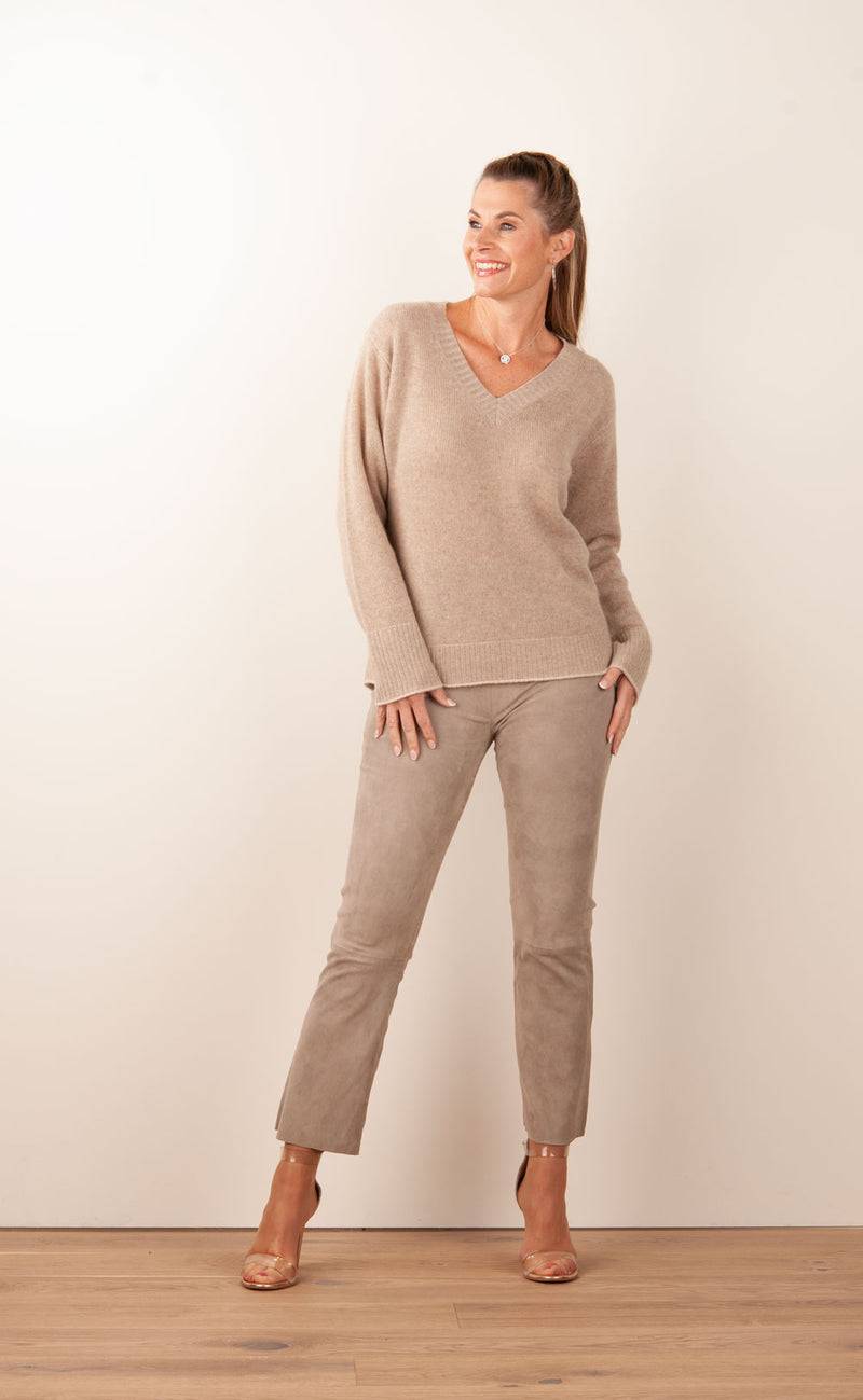 Steven K Lederhose Beige Saisonschlussverkauf
