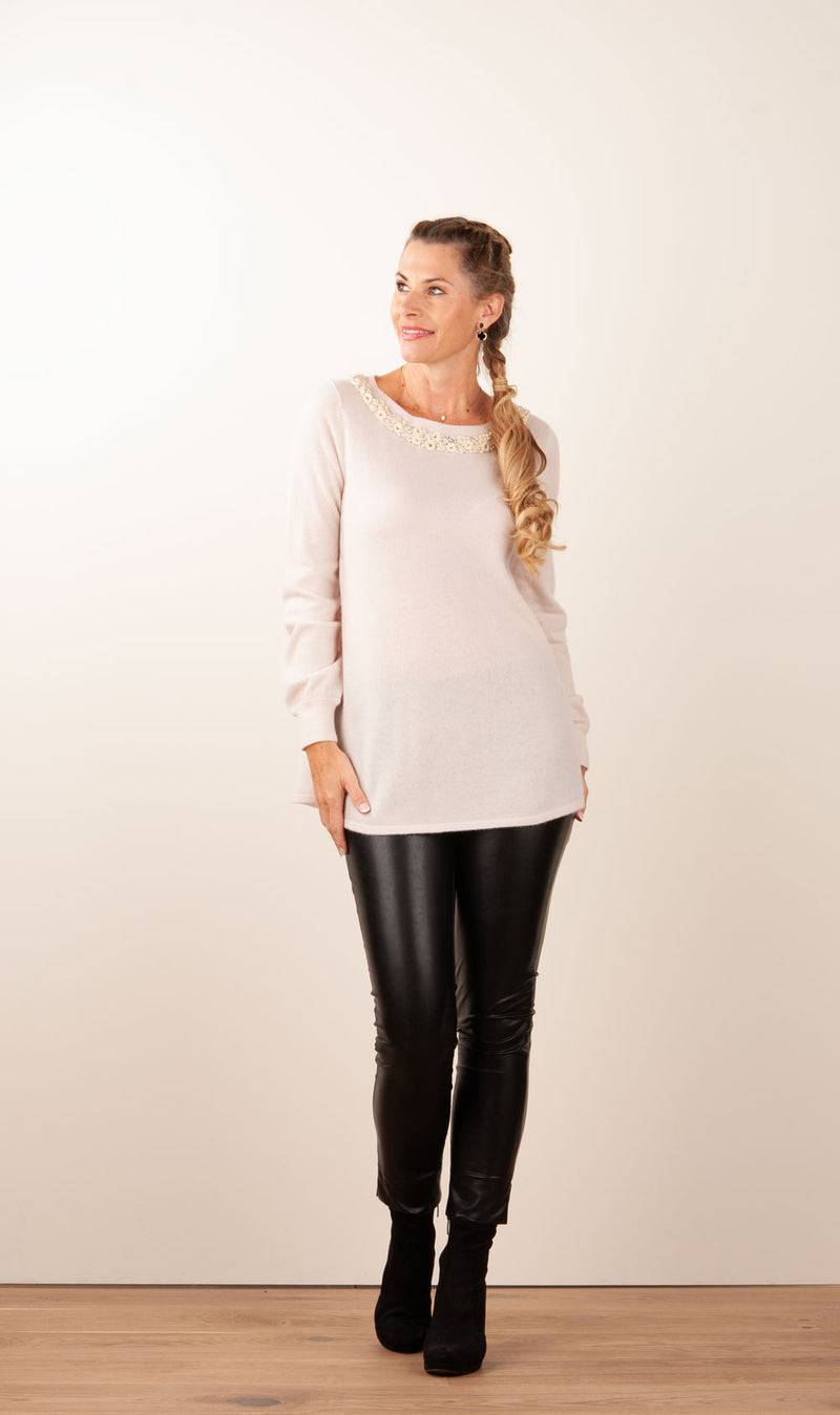 fleur Kaschmir Pullover Beige Neueste Mode